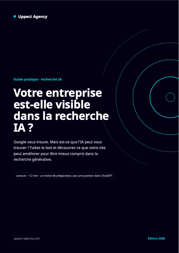Couverture du guide « Votre entreprise est-elle visible dans la recherche IA ? » — Uppect Agency